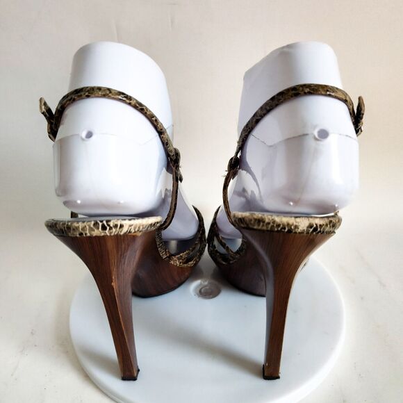 Jessica Simpson Leather Slingback Snakeskin 1" Platform 5" Heels Sexy Size 7 - Picture 7 of 9